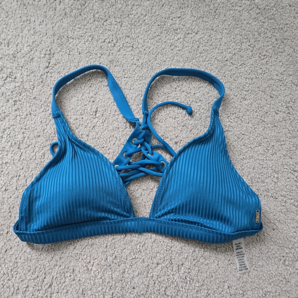 Stylish Blue Ribbed Bikini Set - Picture 2 of 4
